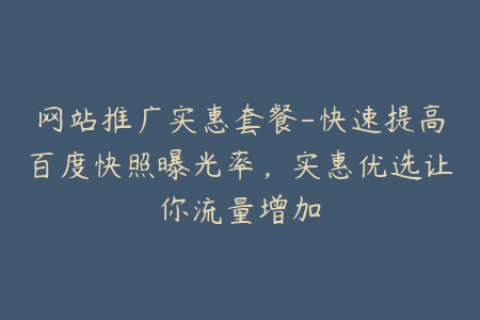 网站推广实惠套餐-快速提高百度快照曝光率，实惠优选让你流量增加