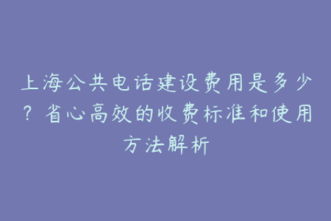 上海公共电话建设费用是多少？省心高效的收费标准和使用方法解析