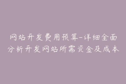网站开发费用预算-详细全面分析开发网站所需资金及成本