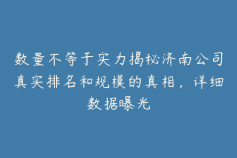 数量不等于实力揭秘济南公司真实排名和规模的真相，详细数据曝光
