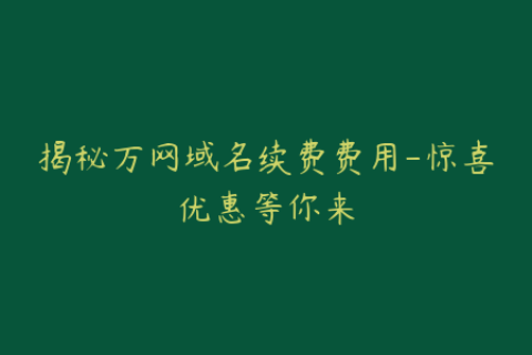 揭秘万网域名续费费用-惊喜优惠等你来