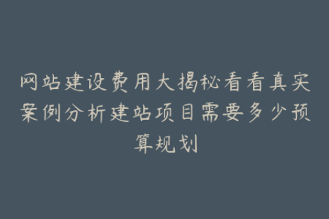 网站建设费用大揭秘看看真实案例分析建站项目需要多少预算规划