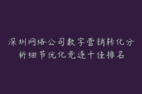 深圳网络公司数字营销转化分析细节优化竞逐十佳排名