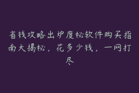 省钱攻略出炉度秘软件购买指南大揭秘，花多少钱，一网打尽