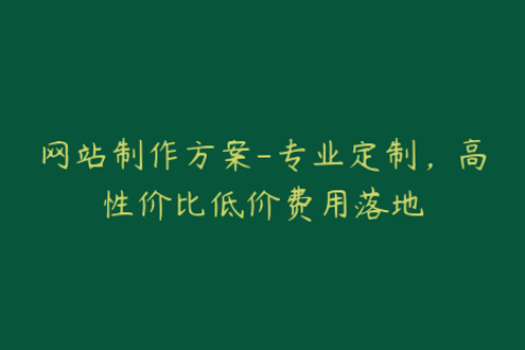 网站制作方案-专业定制，高性价比低价费用落地