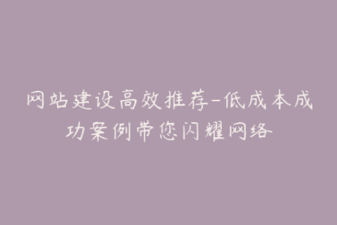 网站建设高效推荐-低成本成功案例带您闪耀网络