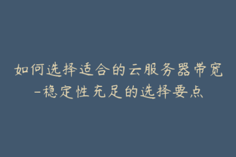 如何选择适合的云服务器带宽-稳定性充足的选择要点