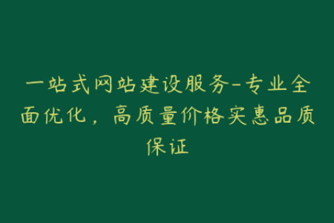 一站式网站建设服务-专业全面优化，高质量价格实惠品质保证