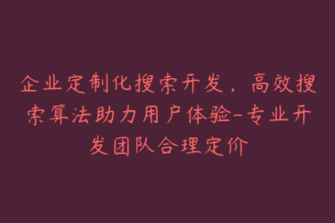 企业定制化搜索开发，高效搜索算法助力用户体验-专业开发团队合理定价