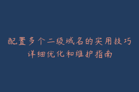 配置多个二级域名的实用技巧详细优化和维护指南