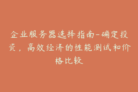 企业服务器选择指南-确定投资，高效经济的性能测试和价格比较
