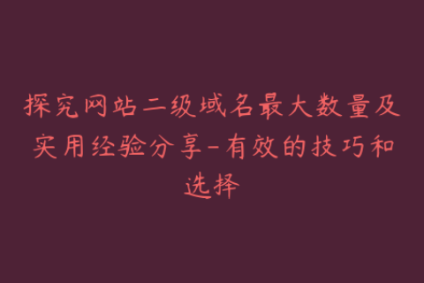 探究网站二级域名最大数量及实用经验分享-有效的技巧和选择