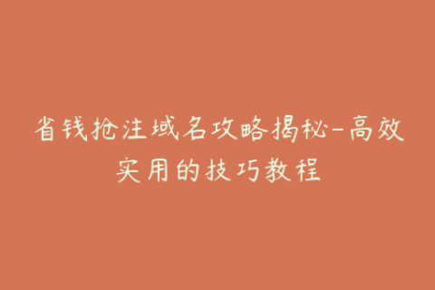 省钱抢注域名攻略揭秘-高效实用的技巧教程