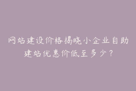 网站建设价格揭晓小企业自助建站优惠价低至多少？