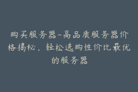 购买服务器-高品质服务器价格揭秘，轻松选购性价比最优的服务器
