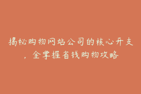 揭秘购物网站公司的核心开支，全掌握省钱购物攻略