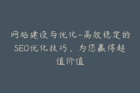 网站建设与优化-高效稳定的SEO优化技巧，为您赢得超值价值