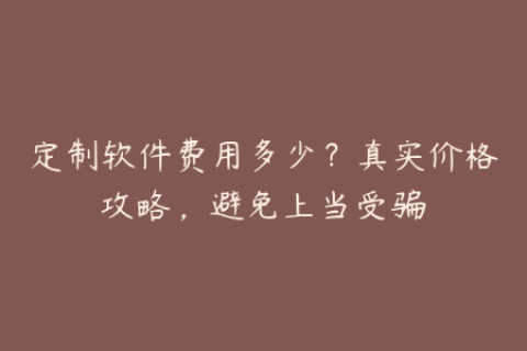 定制软件费用多少？真实价格攻略，避免上当受骗