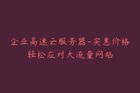 企业高速云服务器-实惠价格轻松应对大流量网站