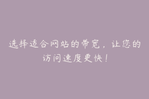 选择适合网站的带宽，让您的访问速度更快！