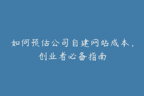 如何预估公司自建网站成本，创业者必备指南