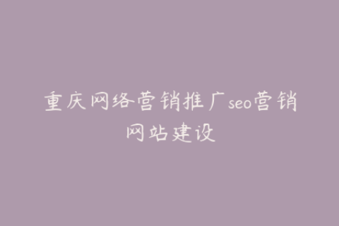 重庆网络营销推广seo营销网站建设
