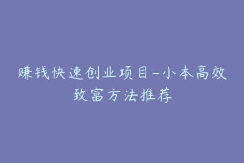赚钱快速创业项目-小本高效致富方法推荐
