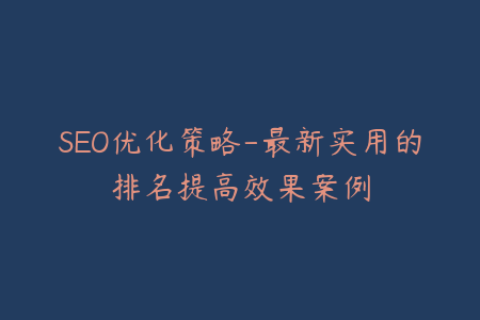 SEO优化策略-最新实用的排名提高效果案例