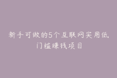 新手可做的5个互联网实用低门槛赚钱项目