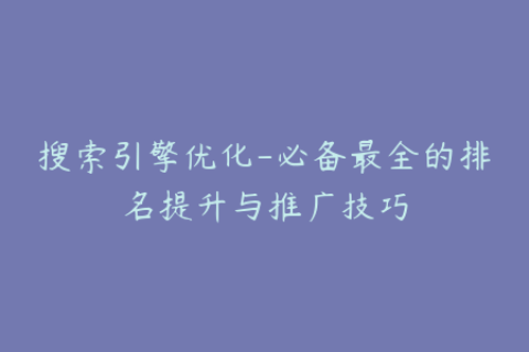 搜索引擎优化-必备最全的排名提升与推广技巧