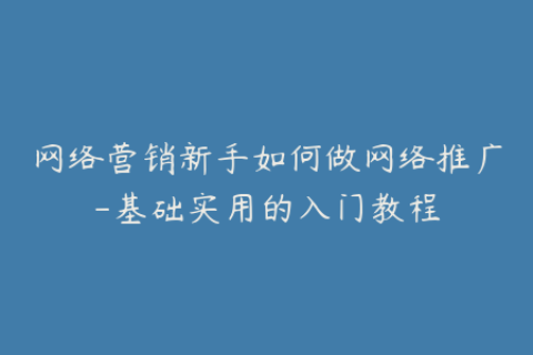 网络营销新手如何做网络推广-基础实用的入门教程