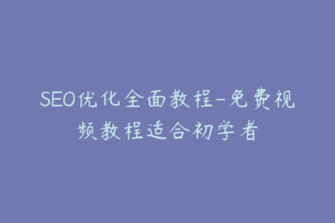 SEO优化全面教程-免费视频教程适合初学者