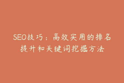 SEO技巧：高效实用的排名提升和关键词挖掘方法