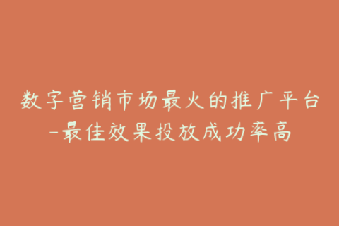 数字营销市场最火的推广平台-最佳效果投放成功率高