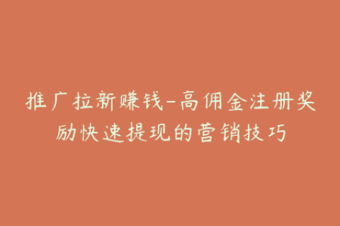 推广拉新赚钱-高佣金注册奖励快速提现的营销技巧