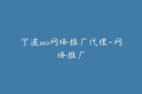 宁波seo网络推广代理-网络推广