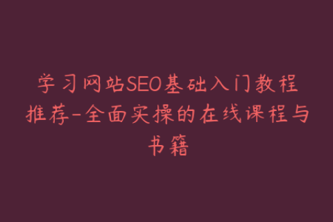 学习网站SEO基础入门教程推荐-全面实操的在线课程与书籍