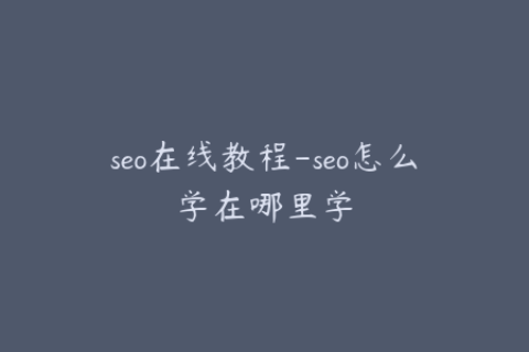 seo在线教程-seo怎么学在哪里学