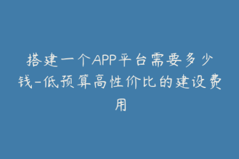 搭建一个APP平台需要多少钱-低预算高性价比的建设费用