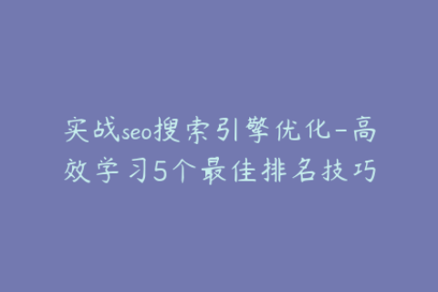 实战seo搜索引擎优化-高效学习5个最佳排名技巧