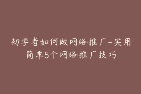 初学者如何做网络推广-实用简单5个网络推广技巧