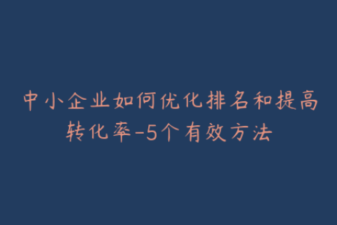 中小企业如何优化排名和提高转化率-5个有效方法
