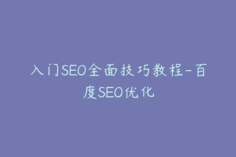 入门SEO全面技巧教程-百度SEO优化