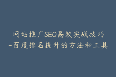网站推广SEO高效实战技巧-百度排名提升的方法和工具