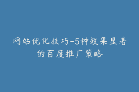网站优化技巧-5种效果显著的百度推广策略