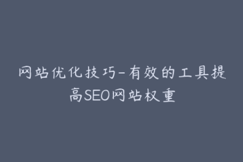 网站优化技巧-有效的工具提高SEO网站权重