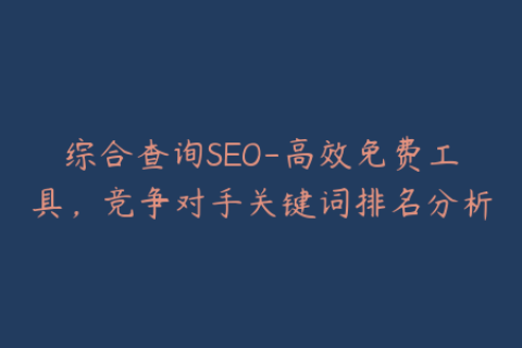 综合查询SEO-高效免费工具，竞争对手关键词排名分析