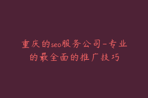 重庆的seo服务公司-专业的最全面的推广技巧