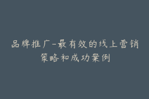 品牌推广-最有效的线上营销策略和成功案例