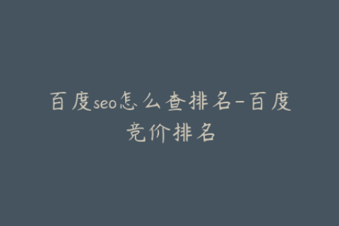 百度seo怎么查排名-百度竞价排名